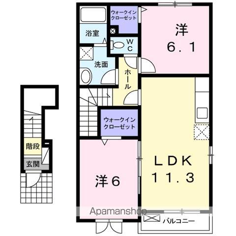 ウエストインA(2LDK/2階)の間取り写真