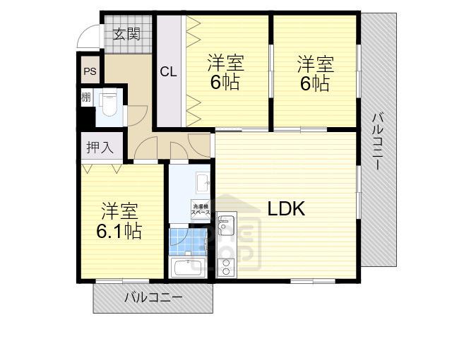 ラルジュ刀根山(3LDK/2階)の間取り写真