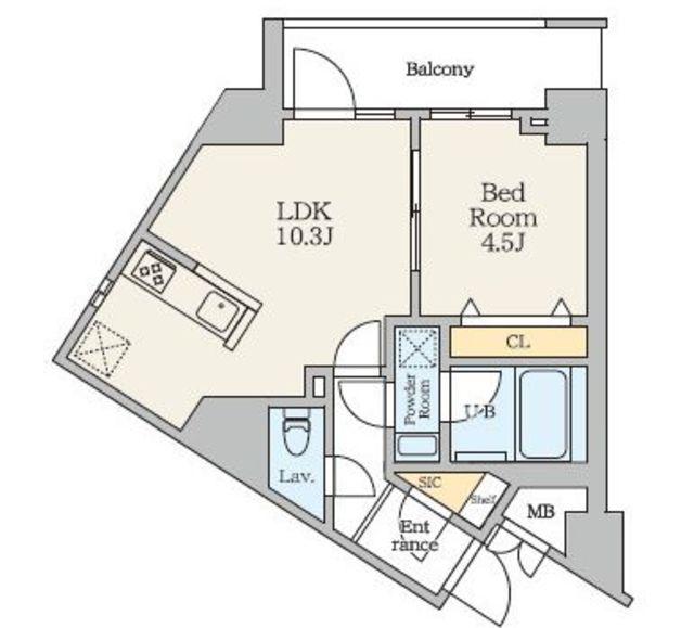 S-RESIDENCE曳舟BERENZA(1LDK/3階)の間取り写真