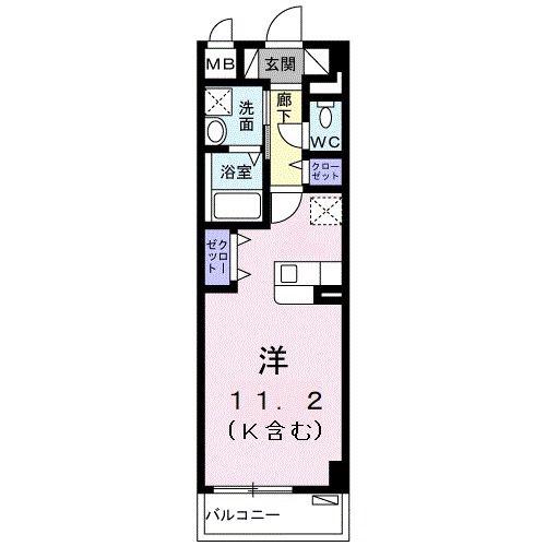 オンネアまかび(ワンルーム/1階)の間取り写真