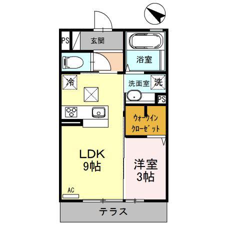 ディアレクス(1LDK/1階)の間取り写真