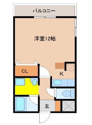 QRESTA(ワンルーム/2階)の間取り写真