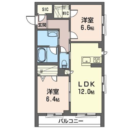パレス ララ(2LDK/2階)の間取り写真