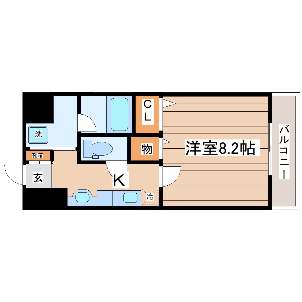アイーラ渡辺(1K/4階)の間取り写真