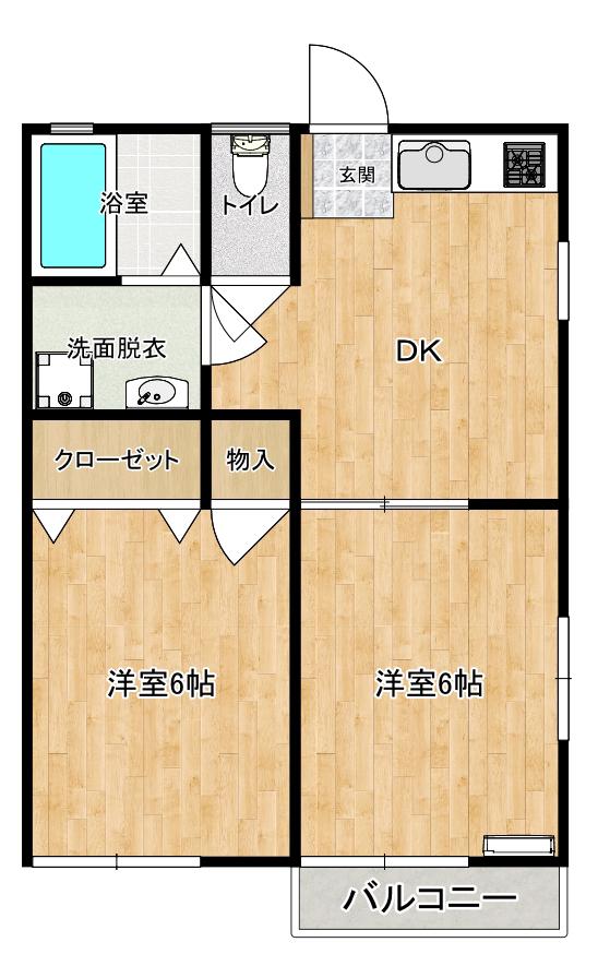 セントポーリア(2DK/2階)の間取り写真
