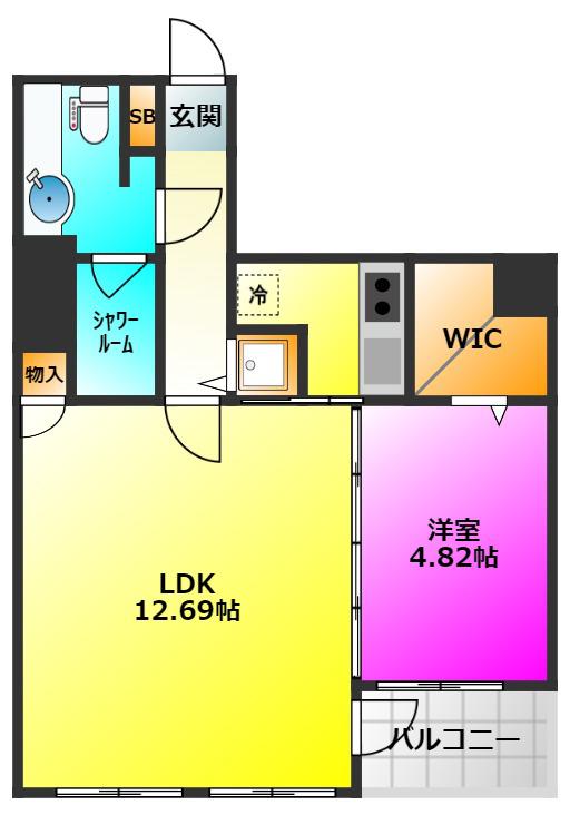 RE BLDGリビル(1LDK/7階)の間取り写真