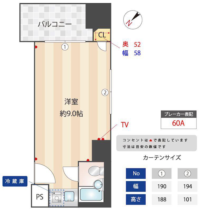 ライオンズマンション南青山シドニービル(ワンルーム/8階)の間取り写真