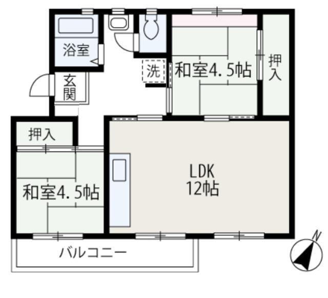 新座団地3-4-503(2LDK/5階)の間取り写真