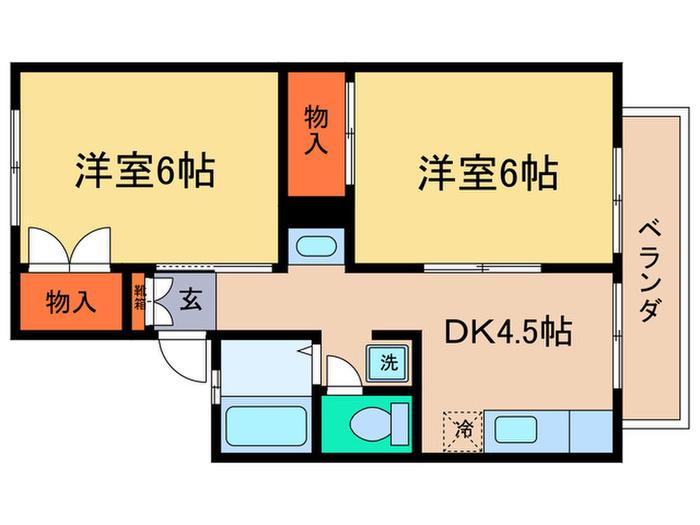 アーバン・ナカザワA棟(2DK/2階)の間取り写真