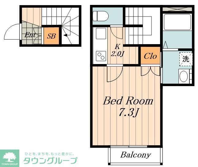CASA TRIO(1K/2階)の間取り写真