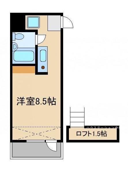 小竹町ドミトリー(ワンルーム/2階)の間取り写真
