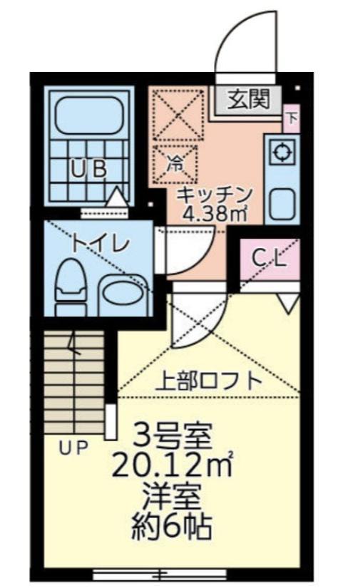 LIORA(1K/2階)の間取り写真