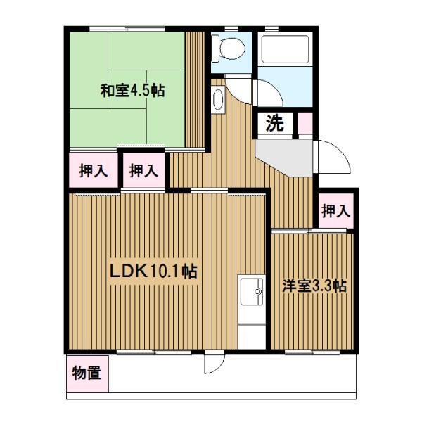 藤沢西部(2LDK/3階)の間取り写真
