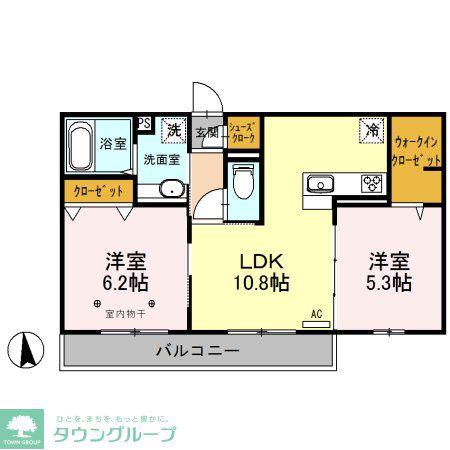 サン フルール(2LDK/3階)の間取り写真