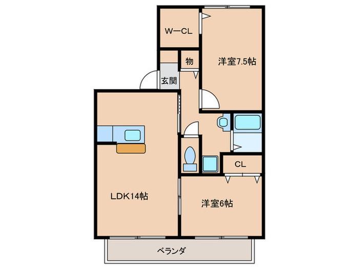 セジュールMARUTO(2LDK/2階)の間取り写真