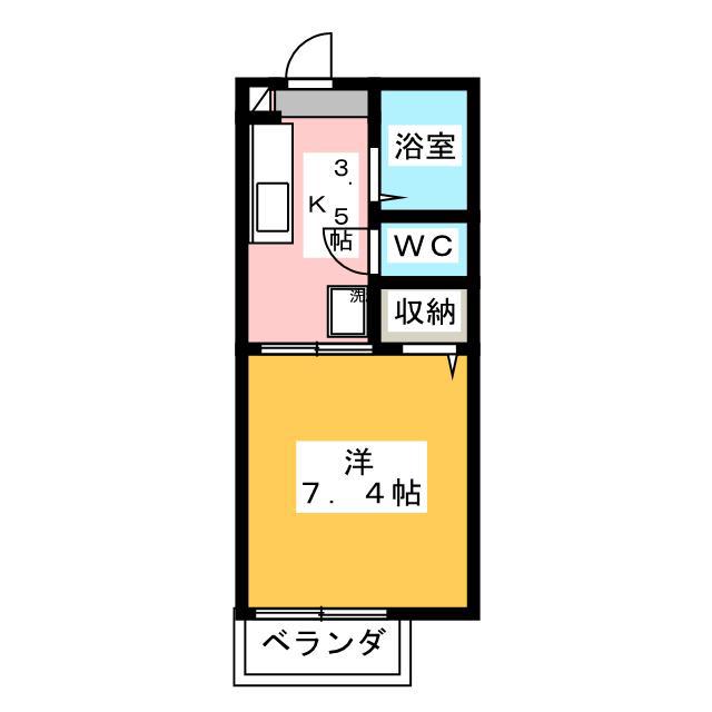 オアシスE(1K/2階)の間取り写真