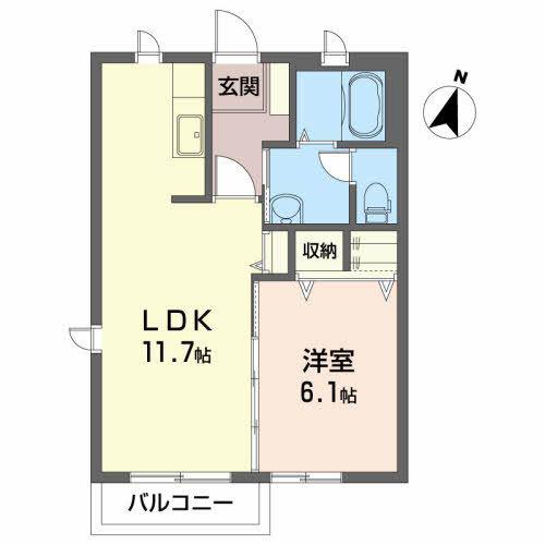シャーメゾン・MK(1LDK/2階)の間取り写真