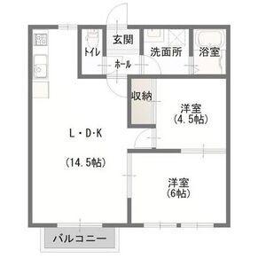 エリール御幸(2LDK/2階)の間取り写真