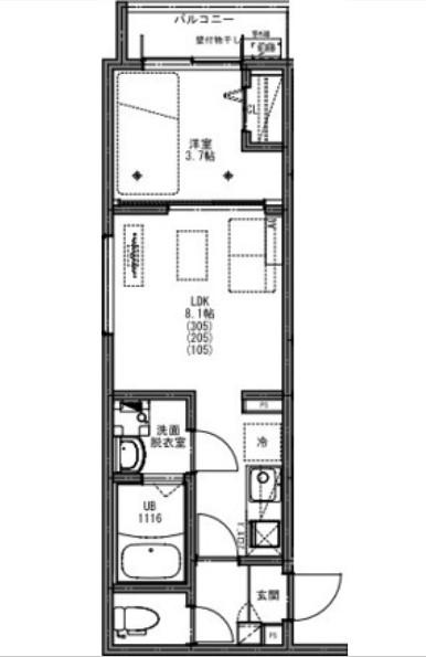 KEIAI RESIDENCE 五香II(1LDK/1階)の間取り写真