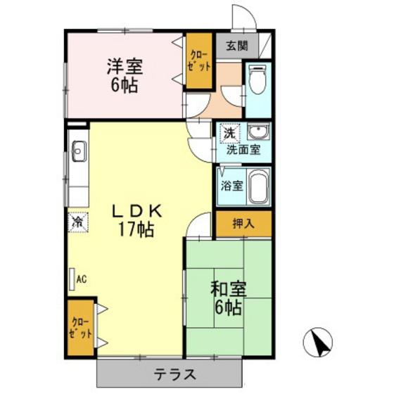 ルミエール中迫(2LDK/1階)の間取り写真