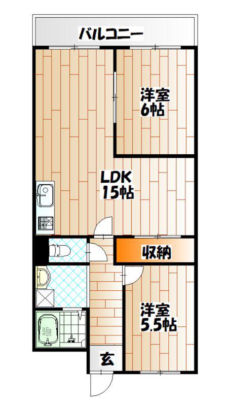 CVビル小倉(2LDK/2階)の間取り写真
