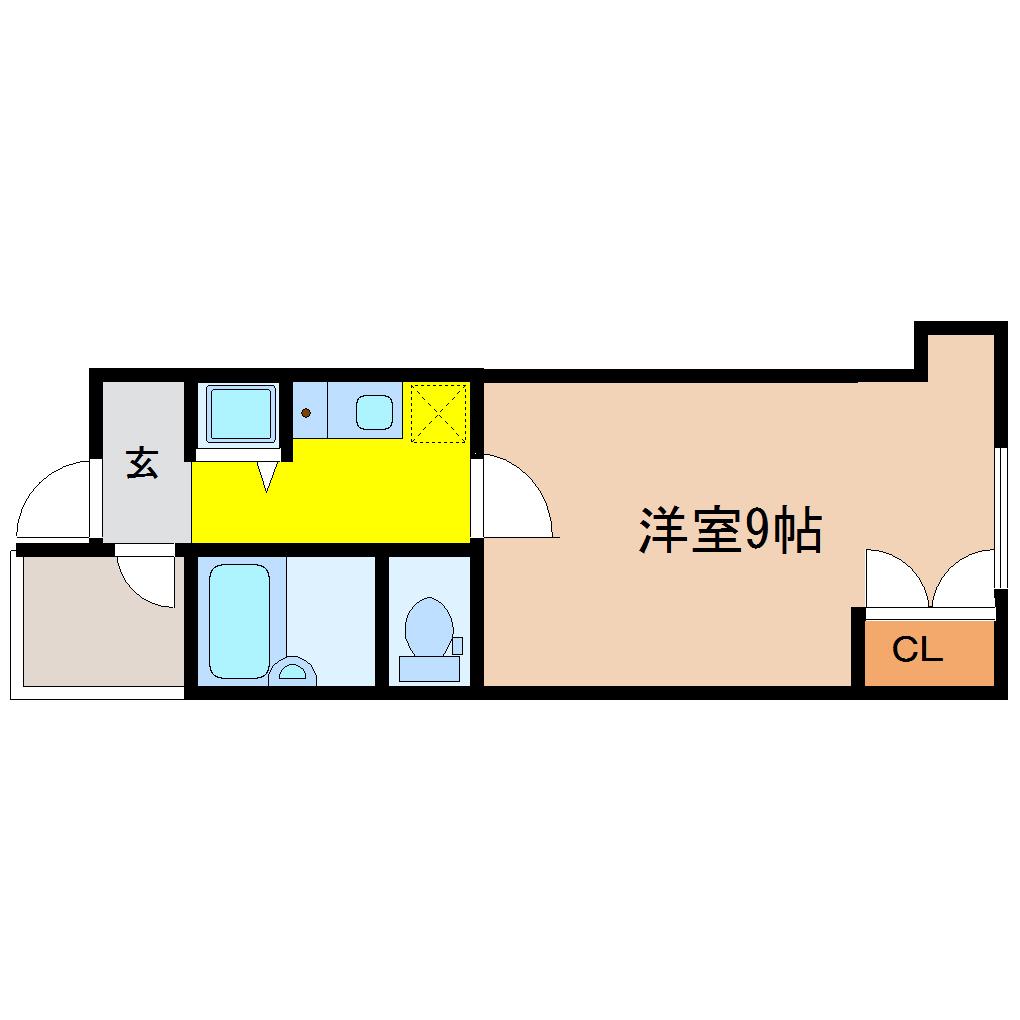 ヴァンデメール五橋(1K/8階)の間取り写真