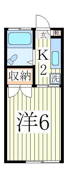 サニーハイツあかね(1K/1階)の間取り写真