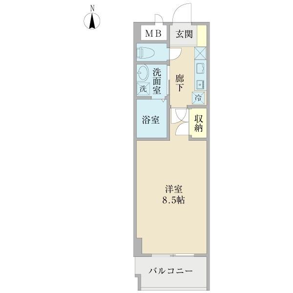 プロシード長居公園通(1K/7階)の間取り写真
