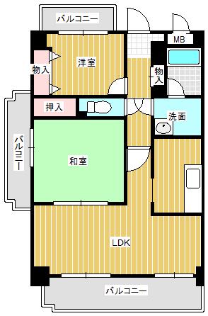 ソレイユ あべの(2LDK/2階)の間取り写真
