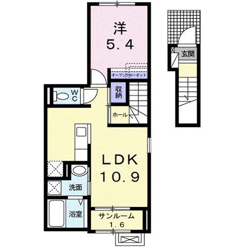 サンレーヴェ(1LDK/2階)の間取り写真