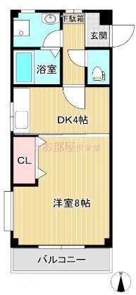 ピュアセントT I(1K/2階)の間取り写真