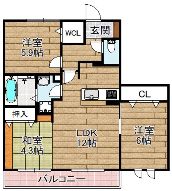 セジュールリズ(3LDK/2階)の間取り写真