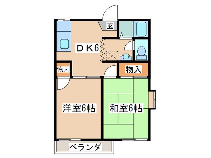 プレミール小園(2DK/2階)の間取り写真