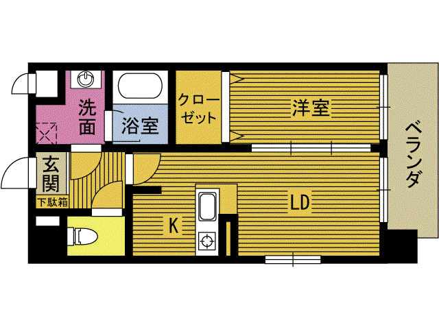 アージョスパジオ鶴崎(1LDK/1階)の間取り写真
