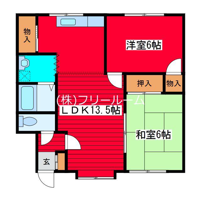 ハイツクラークヒル(2LDK/2階)の間取り写真