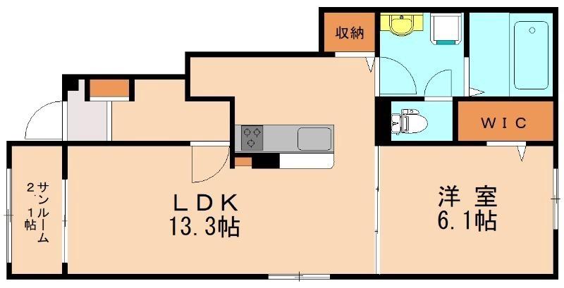 グランノ1(1LDK/1階)の間取り写真