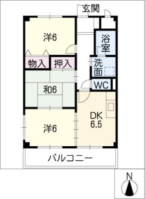 リバージュII(3DK/2階)の間取り写真