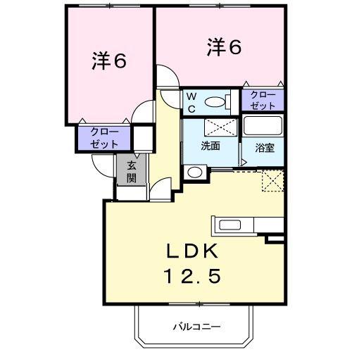 サニーインプレス(2LDK/4階)の間取り写真