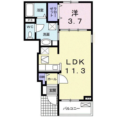 フルリール南栄I(1LDK/1階)の間取り写真