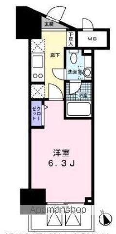 レジディア高輪桂坂(1K/4階)の間取り写真