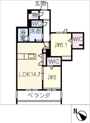 エスクレール(2LDK/4階)の間取り写真