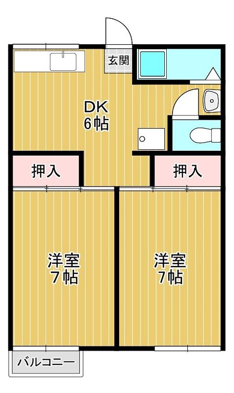 楠本ハイツ(2DK/1階)の間取り写真