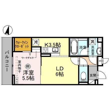 ONARIGOTENーD(1LDK/3階)の間取り写真