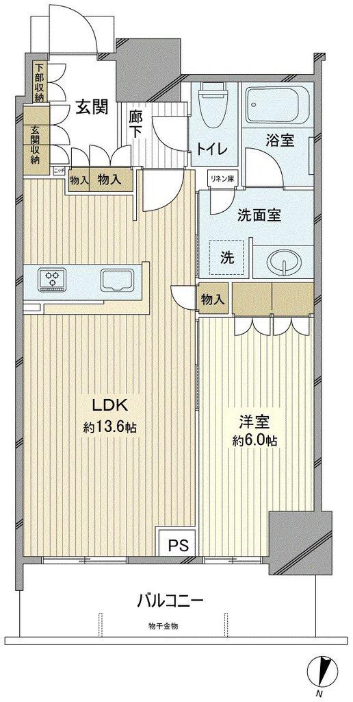 グランクロスタワー広島(1LDK/33階)の間取り写真