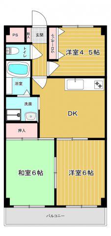ウェルシーガーデン(3DK/2階)の間取り写真