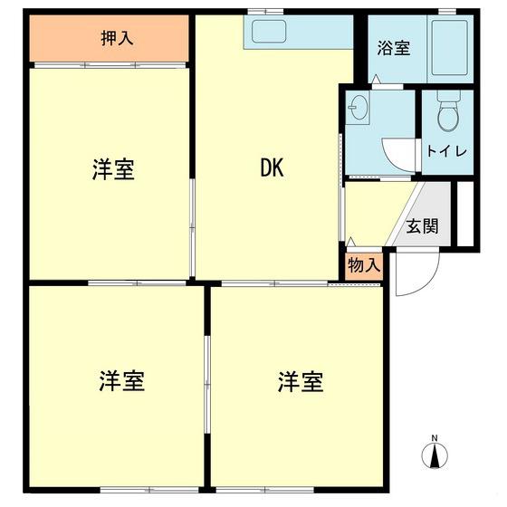 グリーンパルク都府楼(3DK/1階)の間取り写真