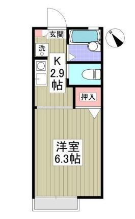 エーデル西都賀(1K/2階)の間取り写真
