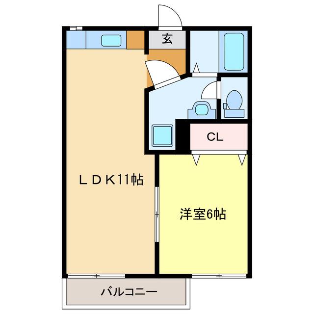 ヴィレッジSAKUMA(1LDK/2階)の間取り写真