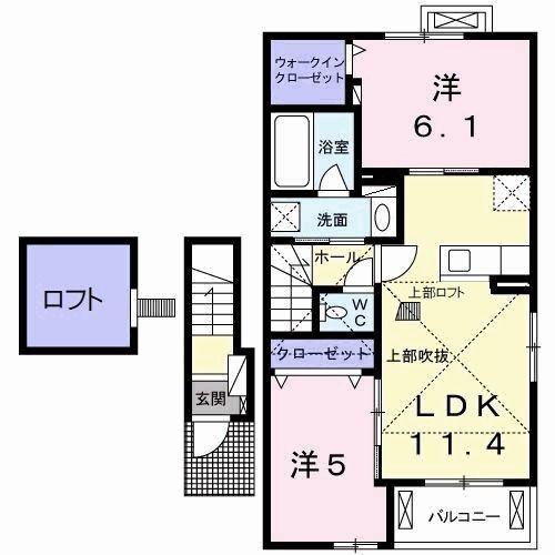 ベネヴォレンテF(2LDK/2階)の間取り写真