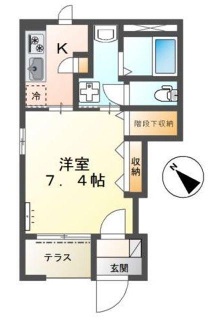 トワール(1K/1階)の間取り写真